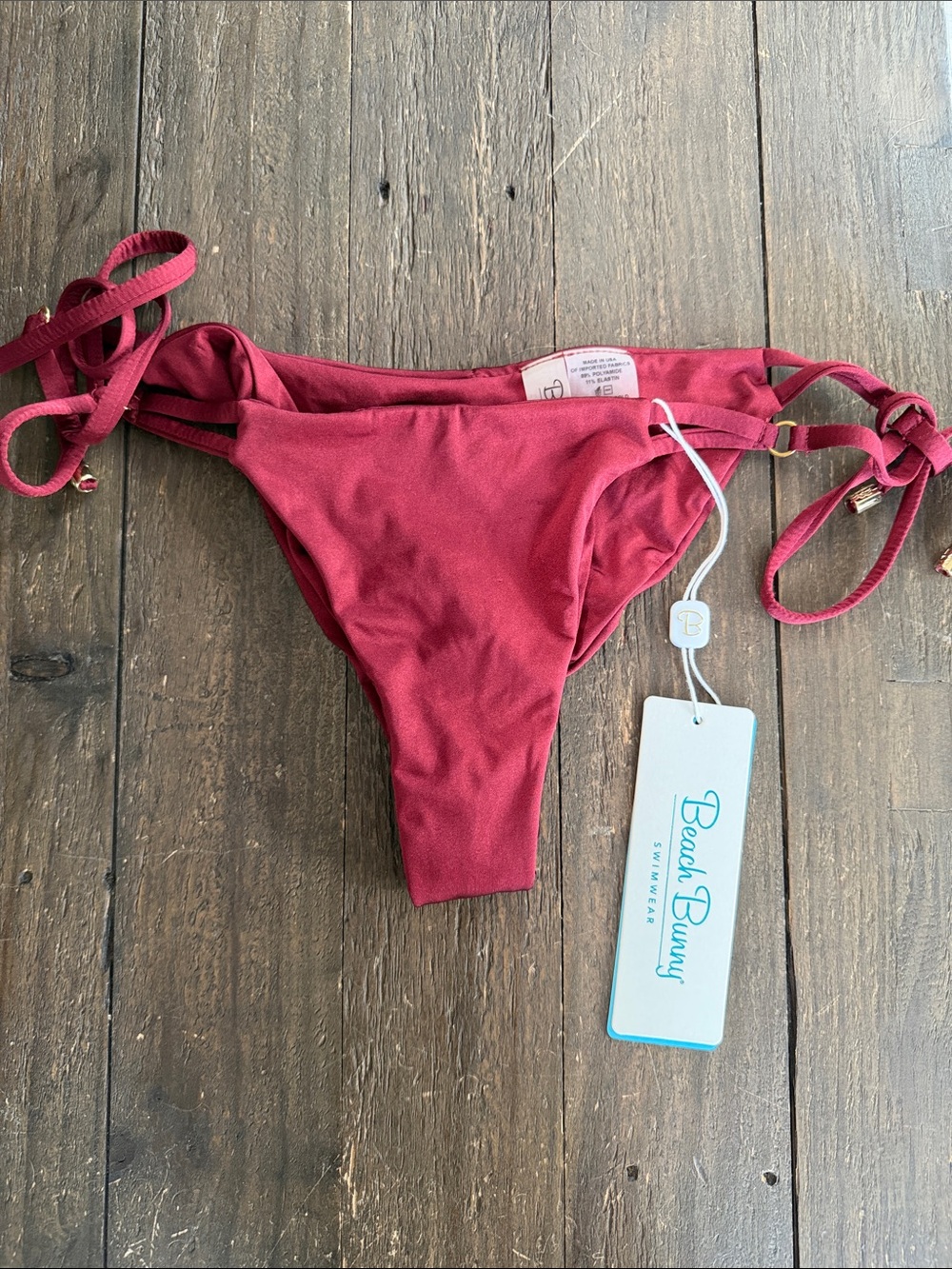 Beach Bunny Burgundy Tie-Side Bikini Bottom
